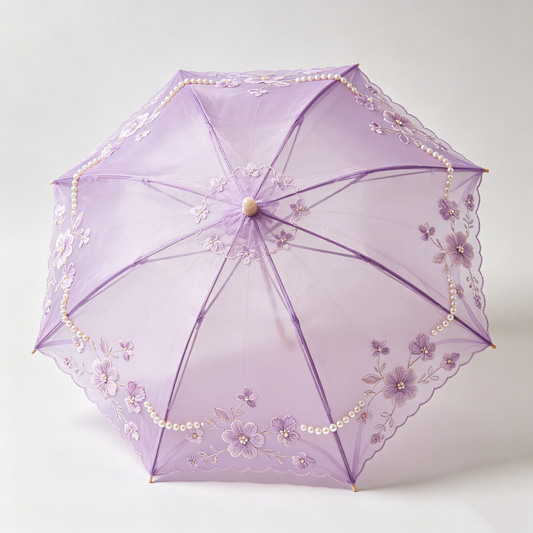 Purple Floral Lace Parasol