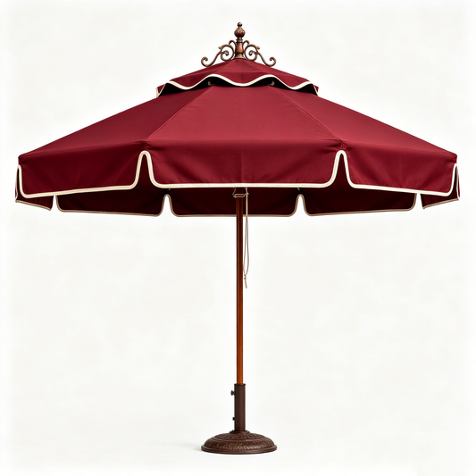 Red Classic Scalloped Patio Umbrella