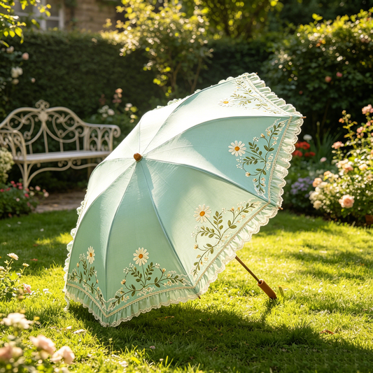 Mint Daisy Lace Parasol