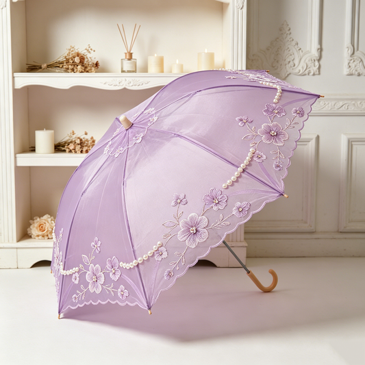 Purple Floral Lace Parasol