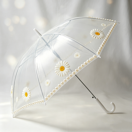 Daisy Pearl Clear Umbrella