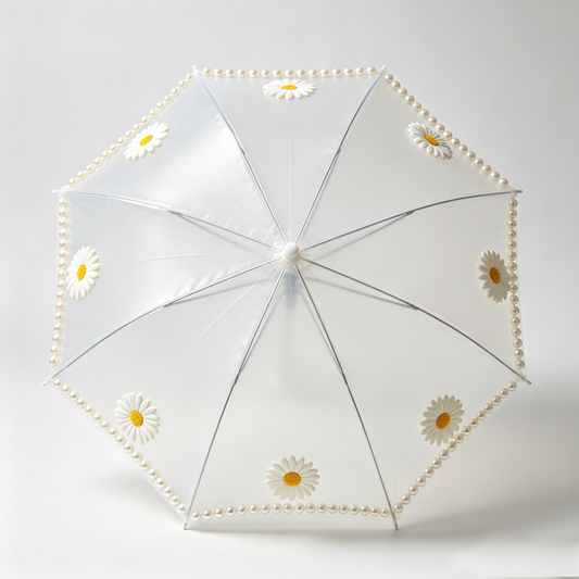 Daisy Pearl Clear Umbrella